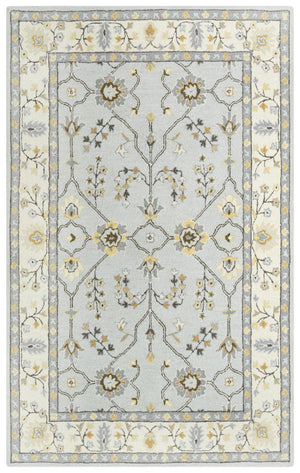Alora Decor Conley Hand‑Tufted Wool Area Rug In Slate Gray, Ivory & Brown — Persian Mina‑Khani Elegance For Living Spaces 5' x 7'6" A01A0110900330576