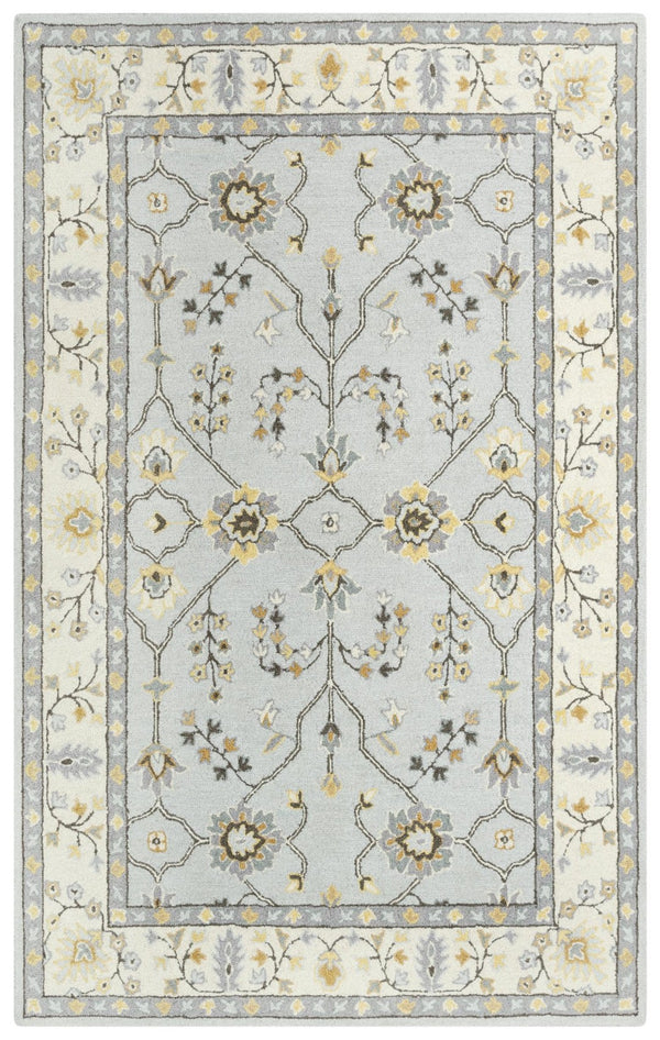 Alora Decor Conley Hand‑Tufted Wool Area Rug In Slate Gray, Ivory & Brown — Persian Mina‑Khani Elegance For Living Spaces 5' x 7'6" A01A0110900330576