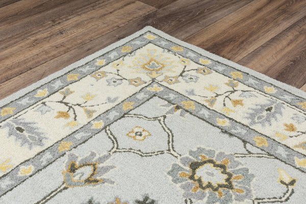 Alora Decor Conley Hand‑Tufted Wool Area Rug In Slate Gray, Ivory & Brown — Persian Mina‑Khani Elegance For Living Spaces 5' x 7'6" A01A0110900330576