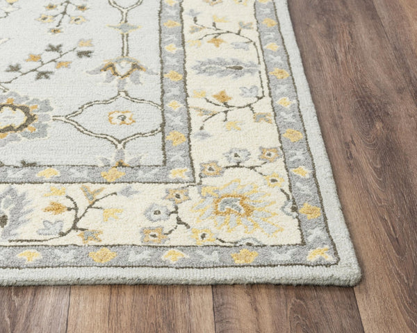 Alora Decor Conley Hand‑Tufted Wool Area Rug In Slate Gray, Ivory & Brown — Persian Mina‑Khani Elegance For Living Spaces 5' x 7'6" A01A0110900330576