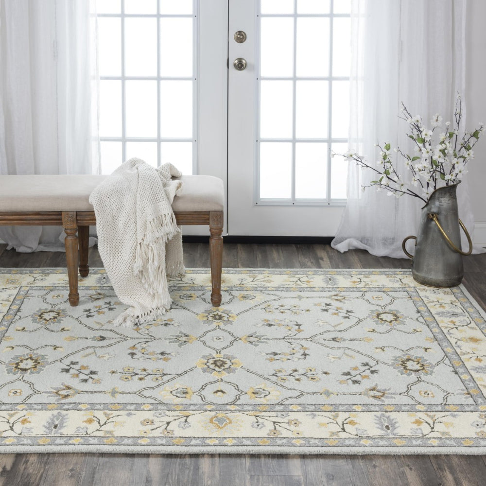 Alora Decor Conley Hand‑Tufted Wool Area Rug In Slate Gray, Ivory & Brown — Persian Mina‑Khani Elegance For Living Spaces 5' x 7'6" A01A0110900330576