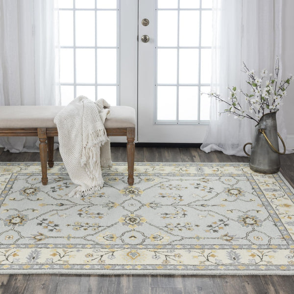 Alora Decor Conley Hand‑Tufted Wool Area Rug In Slate Gray, Ivory & Brown — Persian Mina‑Khani Elegance For Living Spaces 5' x 7'6" A01A0110900330576
