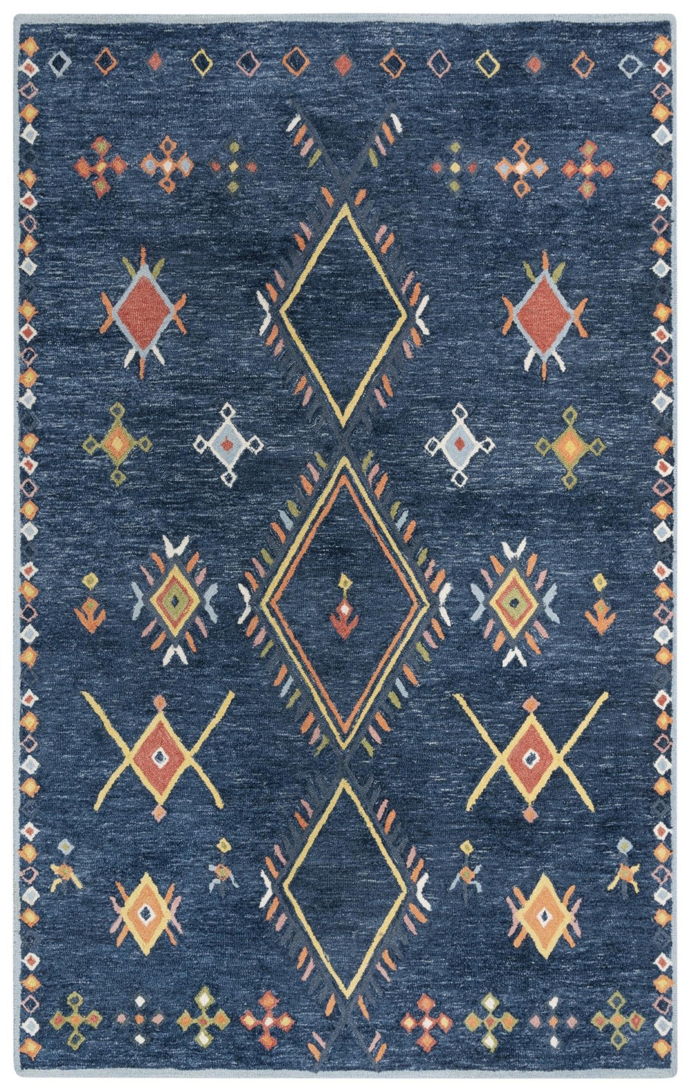 Alora Decor Catawba Hand-Tufted Southwestern Area Rug — Plush 80% Wool/20% Polyester, Bold Blue Red Ivory Geometric 7'9" x 9'9" A02A0210209377999