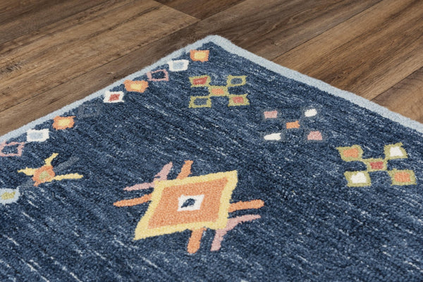 Alora Decor Catawba Hand-Tufted Southwestern Area Rug — Plush 80% Wool/20% Polyester, Bold Blue Red Ivory Geometric 7'9" x 9'9" A02A0210209377999