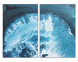 Aquamarine- Set of 2 - 40" X 60" - Distressed Brown Floater Frame A0297 Sunpan