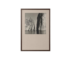 Sunpan Coastal Italy Black and White Large Format Print with Pine Wood Brown Frame Coastal Vibes I A0439