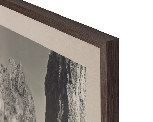 Sunpan Coastal Italy Black and White Large Format Print with Pine Wood Brown Frame Coastal Vibes I A0439
