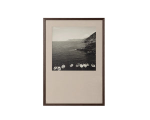 Sunpan Coastal Italy Black and White Large Format Print with Pine Wood Brown Frame Coastal Vibes II A0440