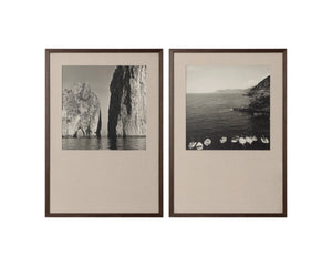 Sunpan Coastal Italy Black and White Large Format Print with Pine Wood Brown Frame Coastal Vibes II A0440