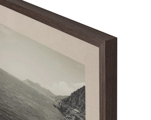 Sunpan Coastal Italy Black and White Large Format Print with Pine Wood Brown Frame Coastal Vibes II A0440