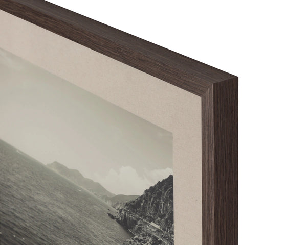 Sunpan Coastal Italy Black and White Large Format Print with Pine Wood Brown Frame Coastal Vibes II A0440