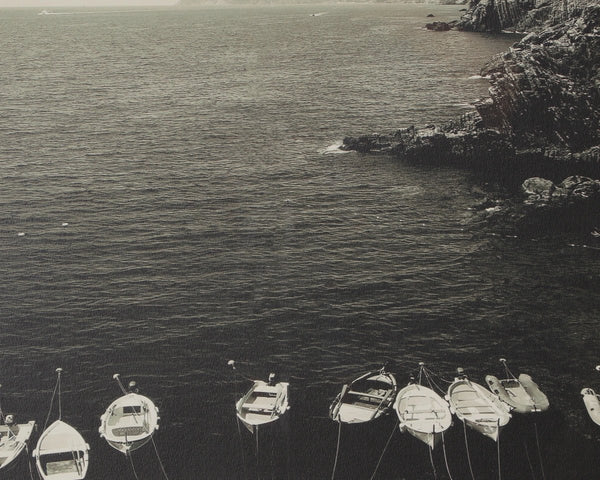 Sunpan Coastal Italy Black and White Large Format Print with Pine Wood Brown Frame Coastal Vibes II A0440