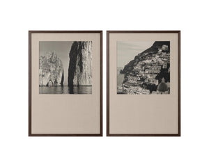Sunpan Coastal Italy Black and White Large Format Print with Pine Wood Brown Frame Coastal Vibes III A0441