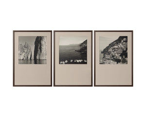Sunpan Coastal Italy Black and White Large Format Print with Pine Wood Brown Frame Coastal Vibes III A0441