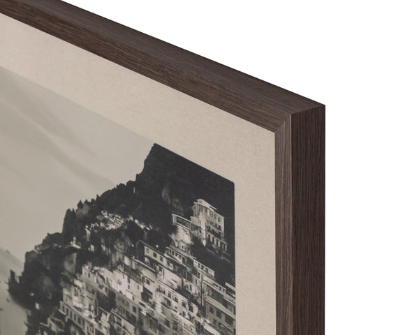 Sunpan Coastal Italy Black and White Large Format Print with Pine Wood Brown Frame Coastal Vibes III A0441