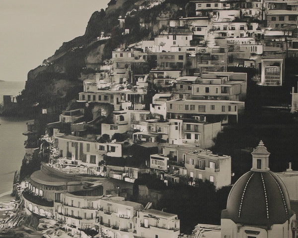 Sunpan Coastal Italy Black and White Large Format Print with Pine Wood Brown Frame Coastal Vibes III A0441