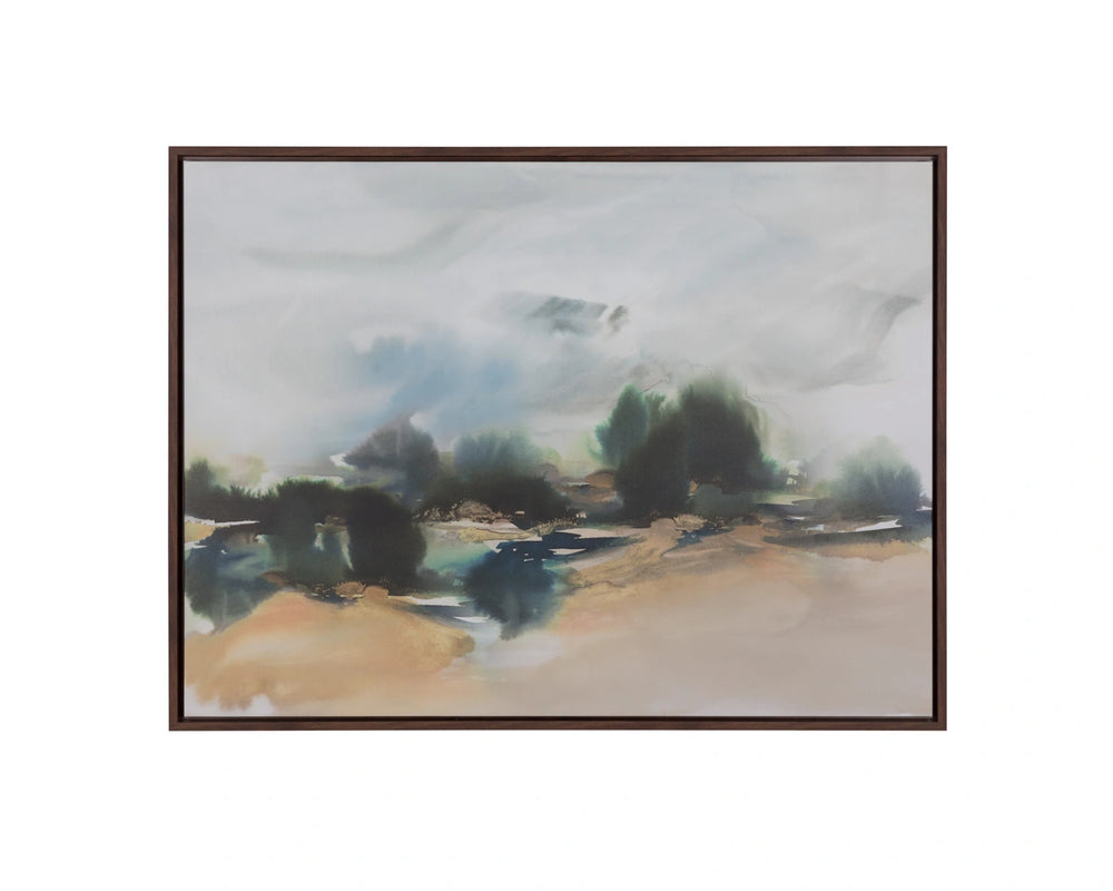 Sunpan Turner Classic Watercolour Canvas Art with Brown Floater Frame Meditative Landscape A0448