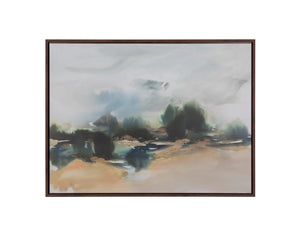 Sunpan Turner Classic Watercolour Canvas Art with Brown Floater Frame Meditative Landscape A0448