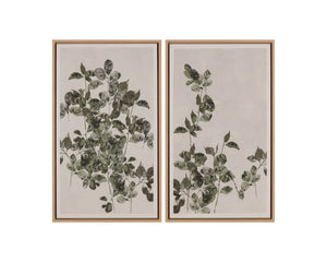 Sunpan Botanical Linen Print Wall Art with Natural Floater Frame for Living or Bedroom Decor Botanical Study I A0452