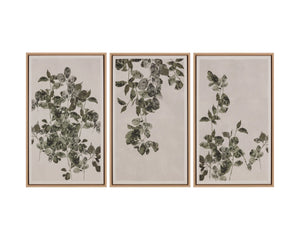 Sunpan Botanical Linen Print Wall Art with Natural Floater Frame for Living or Bedroom Decor Botanical Study I A0452