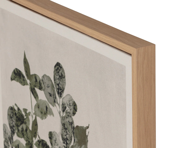 Sunpan Botanical Linen Print Wall Art with Natural Floater Frame for Living or Bedroom Decor Botanical Study I A0452
