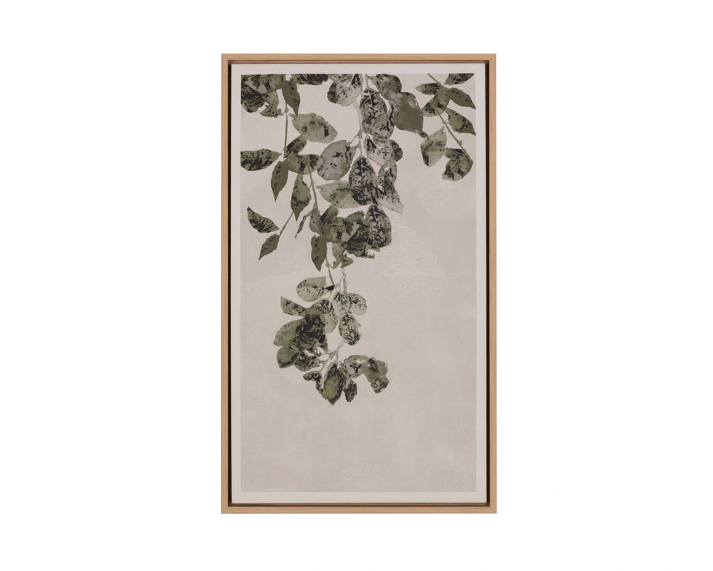 Sunpan Botanical Linen Print Wall Art with Natural Floater Frame for Living or Bedroom Decor Botanical Study II A0453