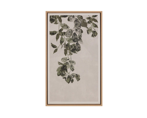 Sunpan Botanical Linen Print Wall Art with Natural Floater Frame for Living or Bedroom Decor Botanical Study II A0453