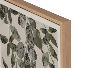 Sunpan Botanical Linen Print Wall Art with Natural Floater Frame for Living or Bedroom Decor Botanical Study II A0453