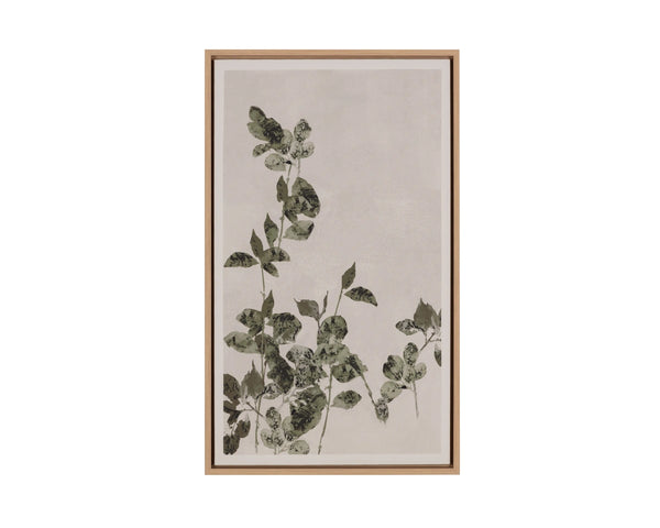 Sunpan Botanical Linen Print Wall Art with Natural Floater Frame for Living or Bedroom Decor Botanical Study III A0454