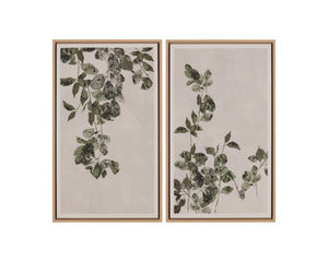 Sunpan Botanical Linen Print Wall Art with Natural Floater Frame for Living or Bedroom Decor Botanical Study III A0454