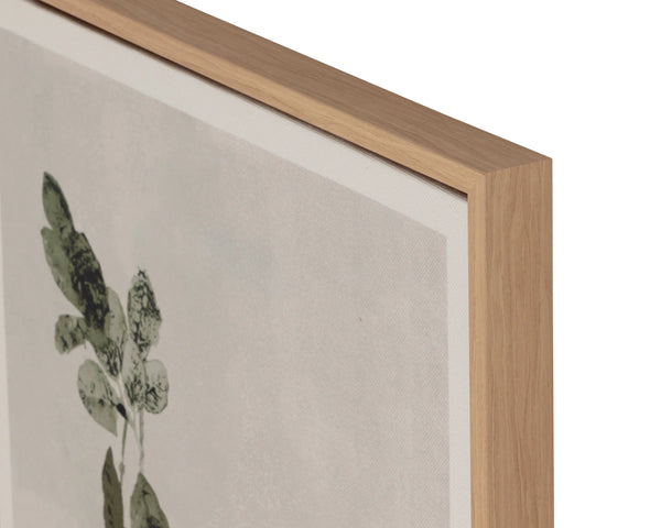 Sunpan Botanical Linen Print Wall Art with Natural Floater Frame for Living or Bedroom Decor Botanical Study III A0454