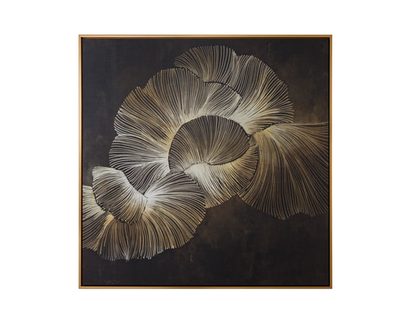Sunpan Moonflower Oversized Botanical Canvas Wall Art with Satin Gold Floater Frame Gallery A0456