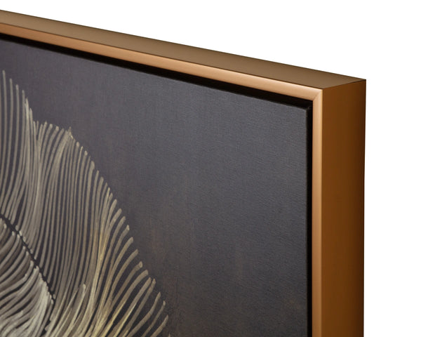 Sunpan Moonflower Oversized Botanical Canvas Wall Art with Satin Gold Floater Frame Gallery A0456