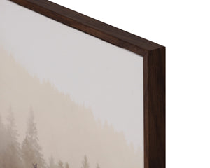 Sunpan Into the Wild Misty Deer Linen Canvas Fine Art Print with Woodgrain Floater Frame Into The Wild I A0457