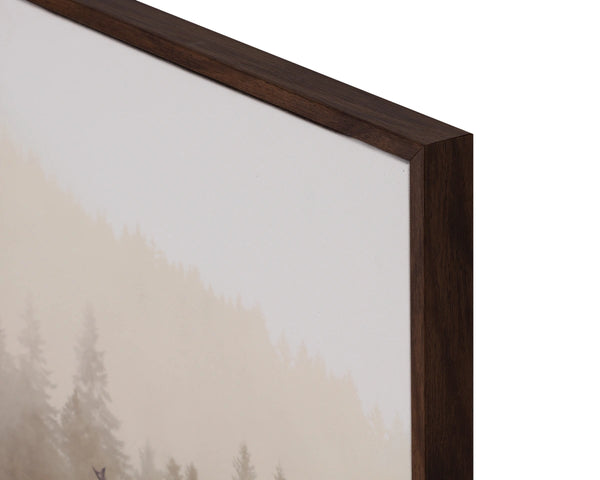 Sunpan Into the Wild Misty Deer Linen Canvas Fine Art Print with Woodgrain Floater Frame Into The Wild I A0457