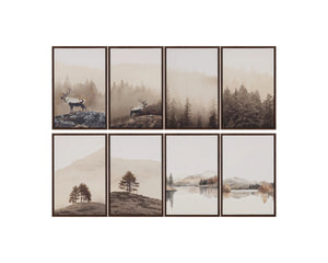 Sunpan Into the Wild Misty Deer Linen Canvas Fine Art Print with Woodgrain Floater Frame Into The Wild II A0458