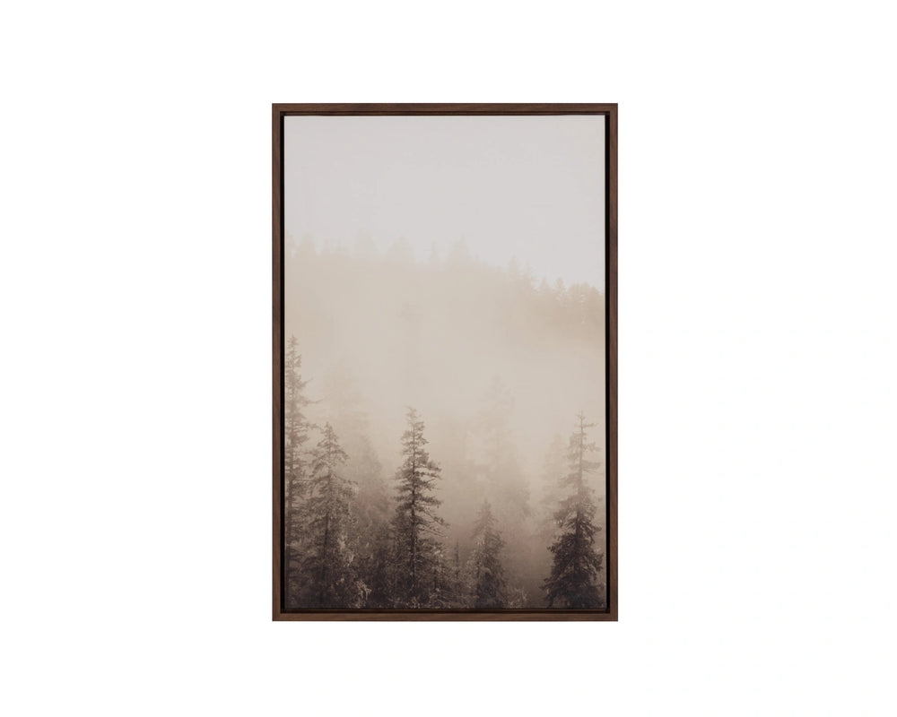 Sunpan Mistwood Forest Landscape Linen Print with Natural Wood Floater Frame Wall Art Mistwood I A0459