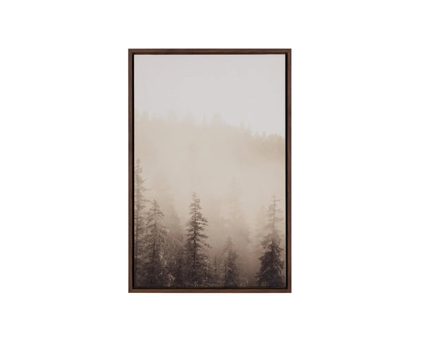 Sunpan Mistwood Forest Landscape Linen Print with Natural Wood Floater Frame Wall Art Mistwood I A0459