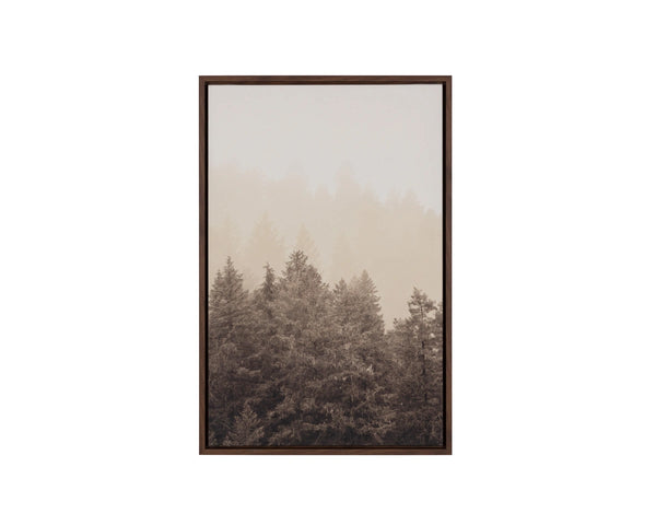 Sunpan Mistwood Forest Landscape Linen Print with Natural Wood Floater Frame Wall Art Mistwood II A0460