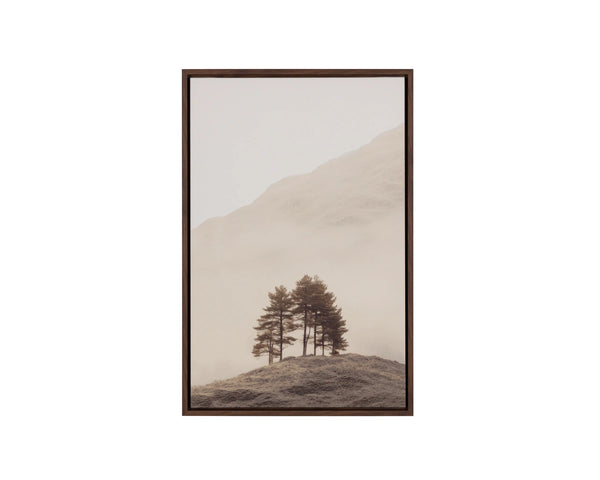 Sunpan Together Alone Watercolor Landscape Print on Linen with Wood Floater Frame Wall Art Together Alone I A0461