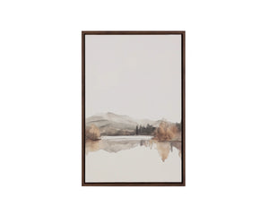 Sunpan Silent Lake Watercolor Linen Canvas Art with Woodgrain Floater Frame for Serene Interiors Silent Lake II A0464