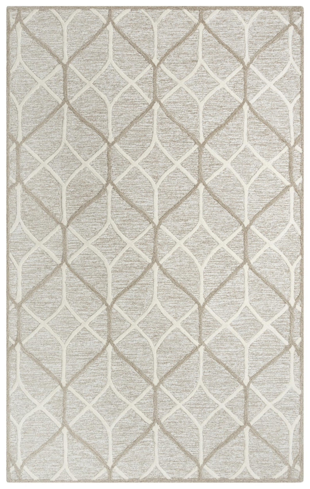 Alora Decor Ava Hand-Tufted 100% Wool Rectangle Rug In Brown Ivory Geometric Texture — Durable, Cozy Accent 5' x 7'6" A06A0610200120576