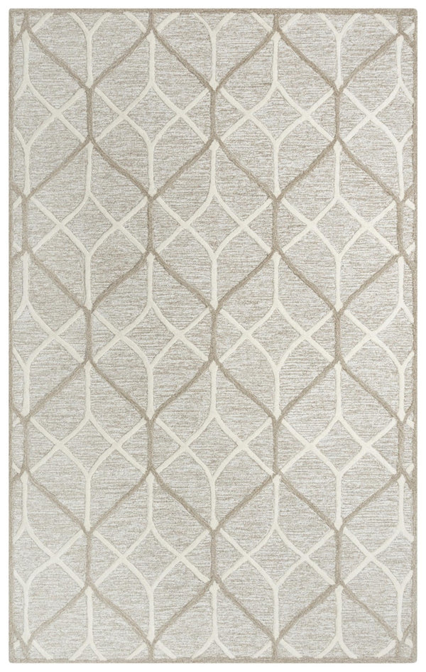 Alora Decor Ava Hand-Tufted 100% Wool Rectangle Rug In Brown Ivory Geometric Texture — Durable, Cozy Accent 5' x 7'6" A06A0610200120576