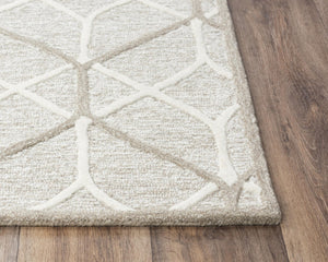 Alora Decor Ava Hand-Tufted 100% Wool Rectangle Rug In Brown Ivory Geometric Texture — Durable, Cozy Accent 5' x 7'6" A06A0610200120576