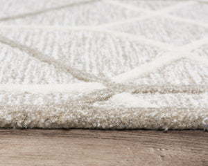 Alora Decor Ava Hand-Tufted 100% Wool Rectangle Rug In Brown Ivory Geometric Texture — Durable, Cozy Accent 5' x 7'6" A06A0610200120576