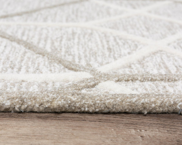 Alora Decor Ava Hand-Tufted 100% Wool Rectangle Rug In Brown Ivory Geometric Texture — Durable, Cozy Accent 5' x 7'6" A06A0610200120576