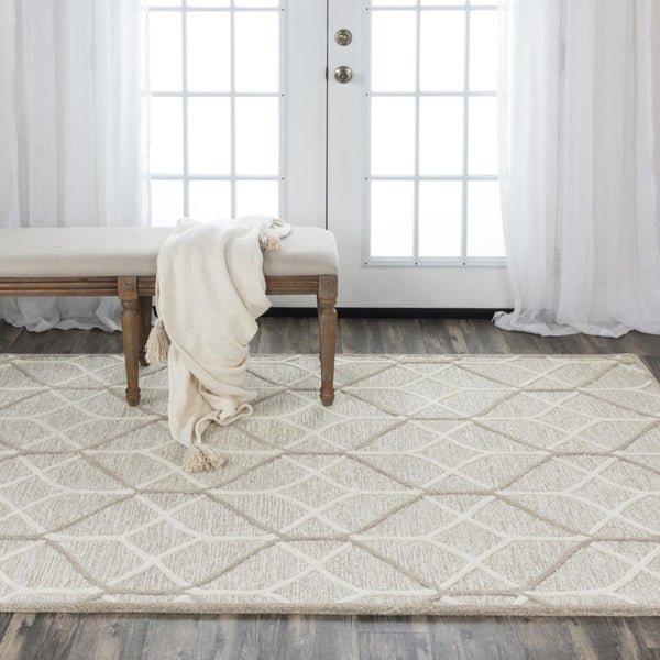 Alora Decor Ava Hand-Tufted 100% Wool Rectangle Rug In Brown Ivory Geometric Texture — Durable, Cozy Accent 5' x 7'6" A06A0610200120576