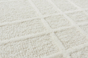 Alora Decor Lofton Ivory Runner Hand-Tufted 100% Wool 2'6"X8' Contemporary White-On-White Plaid, Soft Texture A07A0710137932608
