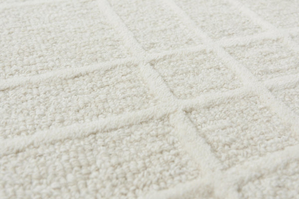 Alora Decor Lofton Ivory Runner Hand-Tufted 100% Wool 2'6"X8' Contemporary White-On-White Plaid, Soft Texture A07A0710137932608