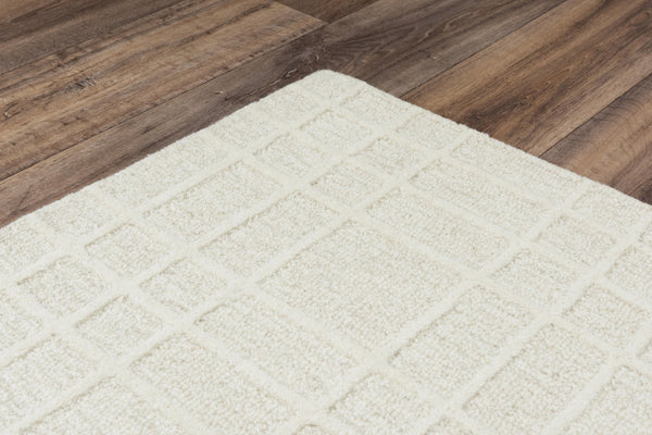 Alora Decor Lofton Hand-Tufted Ivory Wool Rug With Subtle Geometric Plaid Texture — Soft, Durable, Stylish Decor 9'9" x 13'9" A07A0710137939913